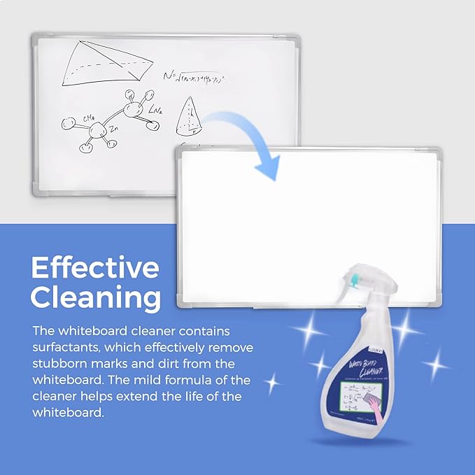 loukin Non-Toxic Whiteboard Cleaner, 17 fl oz Dry Erase Board Cleaner, Low-Odor Whiteboard Cleaning Spray with Cloth, Removes Stubborn Marks from Whiteboards, Chalkboard