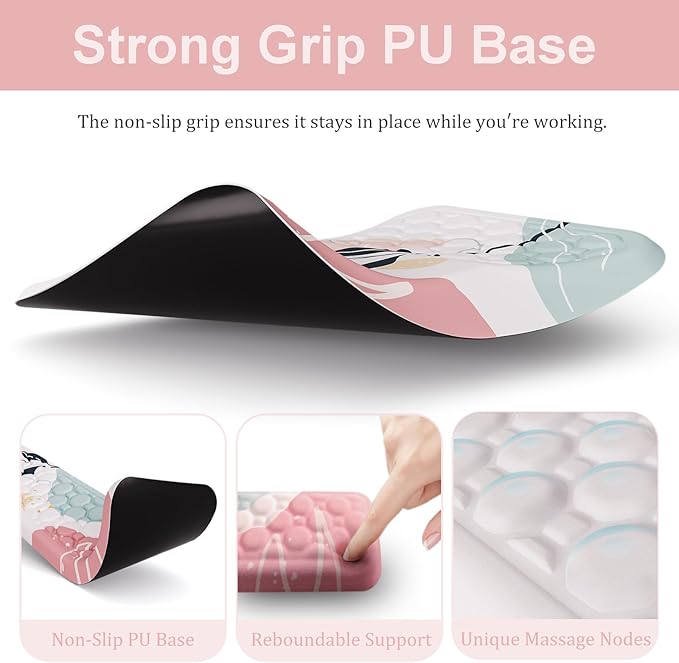 Ospelelf Mouse Pad with Wrist Rest and Keyboard Wrist Rest, Ergonomic Wrist Rest for Computer, Office, Gaming, Pink