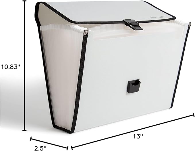 U Brands Gray Expandable 26-Pocket Performance Poly File Folder with Handle Office Supplies, 13” x 10.83” x 2.5”