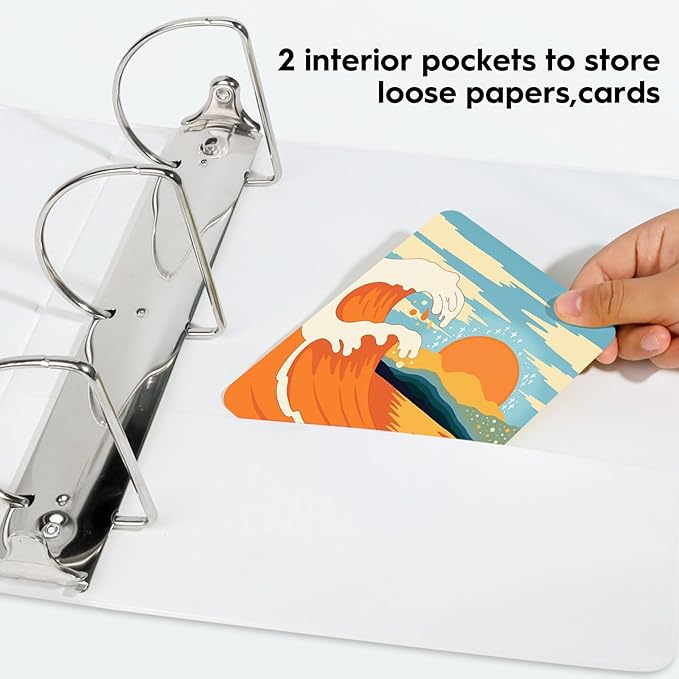 Comix Durable 3 Ring Binder, 4 inch D Ring Binders, Hold 835 Sheets of US Letter Size Paper, 2 Pack (White)