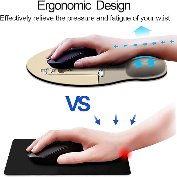Ergonomic Mouse Pad with Wrist Support,Mouse Pad with Wrist Rest,Relieve Wrist Pain Mousepad Non-Slip Rubber Base,Mouse Pads for Desk,Computers,Laptop,Office,Home,Accessories Cute Coffee Cat