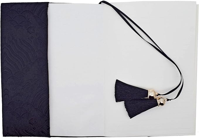 BLBMH A5 Book Covers with Tassels Adjustable Fabric Book Sleeve Cover Protector Fit for 5.5x8.4 inch Hardcover Softcover Novels Notebook - Chinese Black