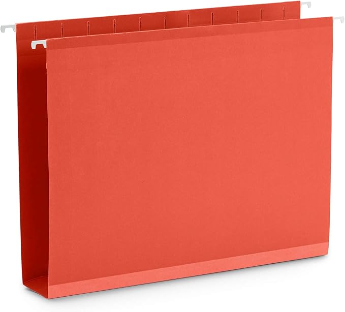 25 Blue Summit Supplies Hanging File Folder Extra Capacity, Expanding Hanging File Folders Letter Size, Extra Wide Hanging File Folders with 2” Expansion, Reinforced 12pt Paper, Assorted Colors