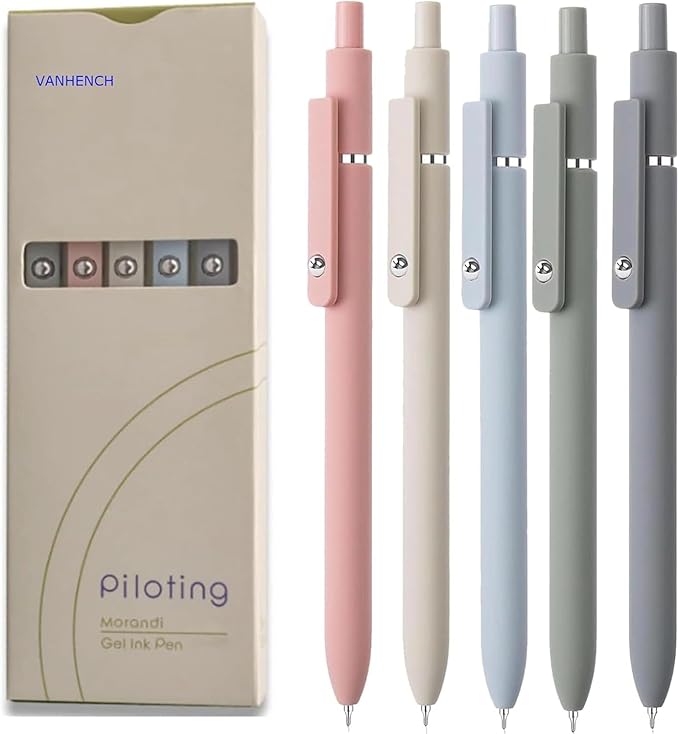 Vanhench 5Pcs Gel Pens, Black Ink Pen Fine Point Smooth Writing Pen, Aesthetic Pens for Journaling Note Taking, Teacher Gifts for Women, Teacher Supplies, Preppy Stuff