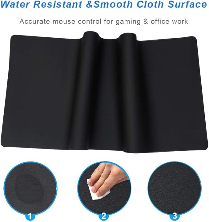 XXL Professional Large Mouse Pad & Computer Game Mouse Mat (35.4x15.7x0.12IN, 90x40 Black)