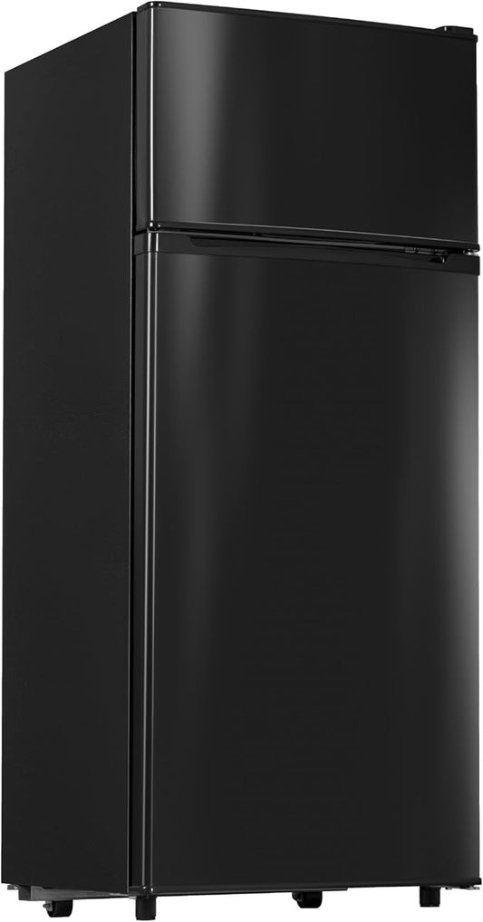Manastin 4.5 Cu.Ft Mini Fridge with Freezer, Small Refrigerator with 2 Doors for Kitchen, Dorm, Office and Bedroom, Mini Fridge with Adjustable Shelves (Black)