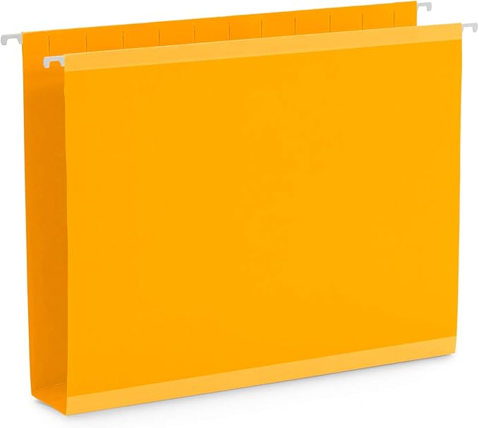 Blue Summit Supplies 25 Extra Capacity Hanging File Folders Letter Size 2 Inch Expansion, Expanding Hanging File Folders, Wide, Expandable, Reinforced 12pt Paper, Assorted Colors