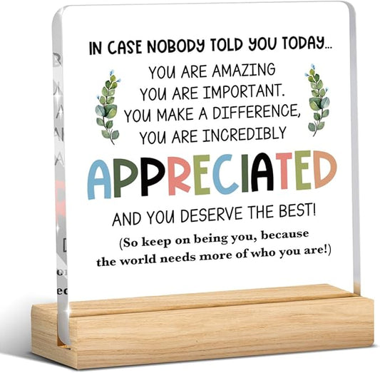 Inspirational Desk Decor, Employee Appreciation Gifts, Inspirational Gifts for Women Appreciation Gifts for Coworkers, Motivational Quote Clear Acrylic Desk Decoration for Office Home
