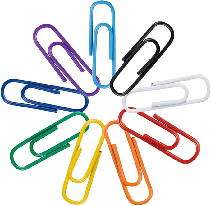 JAM PAPER Colorful Standard Paper Clips - Regular 1 Inch - Assorted Paperclips - 100 Clips per Color