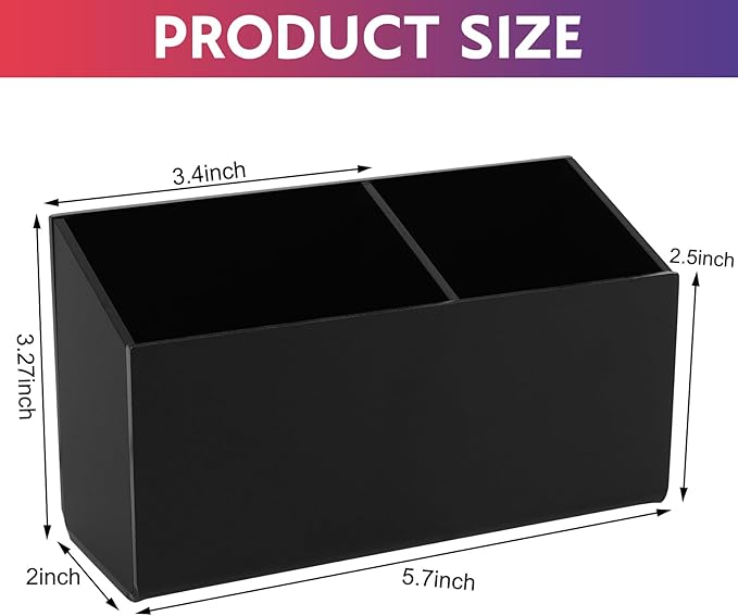 Magnetic Dry Erase Marker Holder for Whiteboard，Acrylic Magnetic Pen Holder for Fridge, 2 Compartments Whiteboard for Office, Home, Locker(Clear)-Black