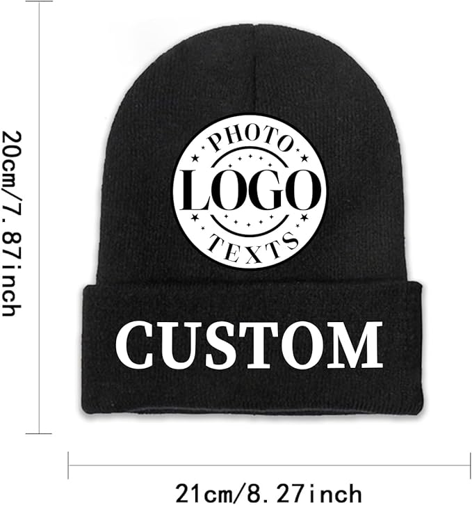 Custom Beanie for Men Women Bulk Custom Winter Hat Beanies with Logo Text Image Personalized Knit Hats Gifts for Business