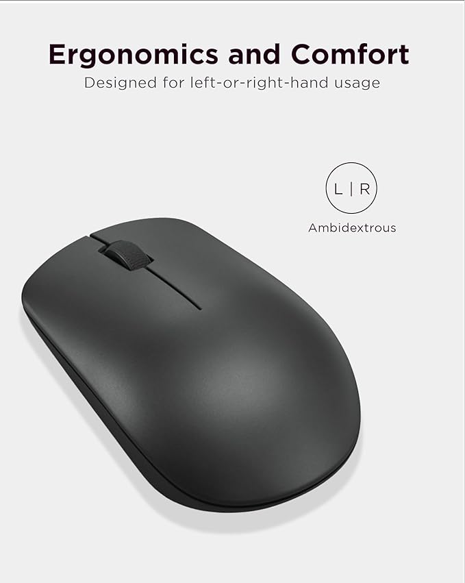 Lenovo 530 Wireless Mouse – Full Size Computer Mouse for PC, Laptop, Windows Computer - 2.4 GHz Nano USB Receiver - Ambidextrous Design - 12 Months Battery Life – Cordless
