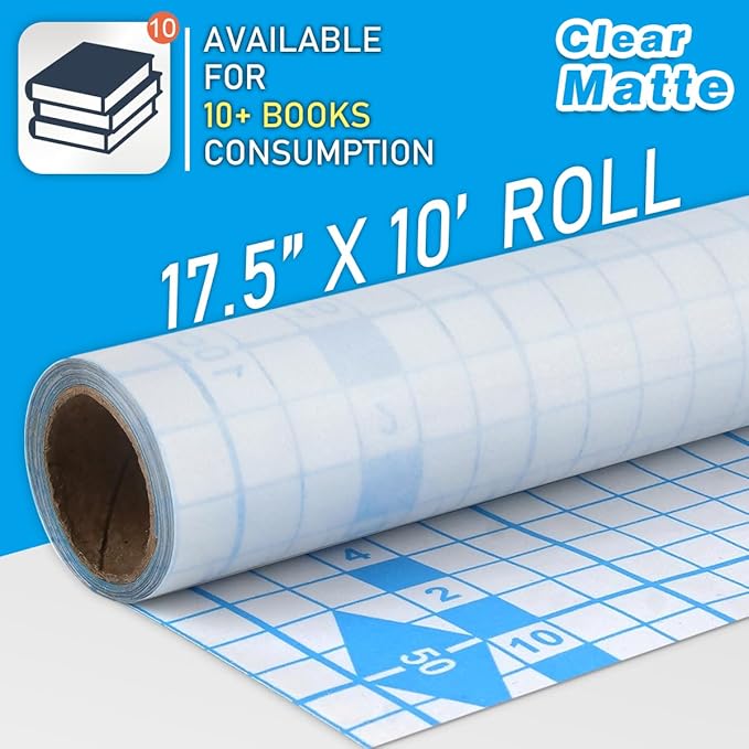 Chell Matte Clear Contact Paper Roll for Books, Crafts and Countertops, Self Adhesive Book Cover, 17.5 in x 10 ft