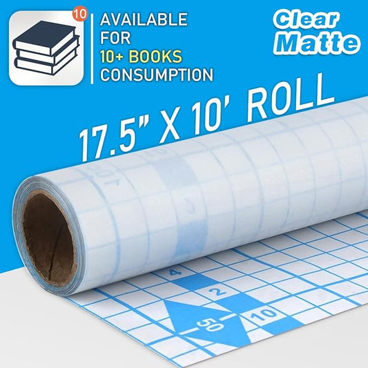 Chell Matte Clear Contact Paper Roll for Books, Crafts and Countertops, Self Adhesive Book Cover, 17.5 in x 10 ft