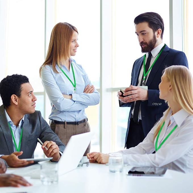 50 Pack Lanyards for Id Badges Holder Bulk Lanyard with Clip Swivel Hooks (Green)