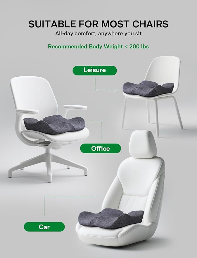 Seat Cushion - SC 100 Seat Cushions for Office Chairs, Car Seat, Wheelchair - Sciatica & Tailbone & Coccyx Pain Relief Pillow for Driver Sedentary People（Size:17 * 14.6 * 3.54 in）
