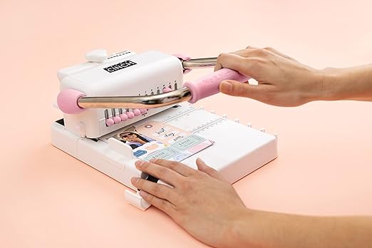 We R Memory Keepers, Cinch Book Binding Machine 2, Pink/White, Easy to Use Design with Slide Ruler, Compatible with Wire or Spiral Coils, Make Professional Books, Notebooks, Calendars and More