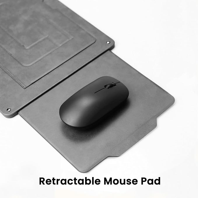 PUNCUBE Portable Lap Desk - Lap Desk with Retractable Mouse Pad, Adjustable Stand, Writing Board, Expandable Surface, and Heat Protection for Laptops and Tablets (Silver Grey)