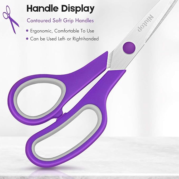 Scissors Bulk Set of 100-Pack, Niutop 8" Multipurpose Sharp Sewing Craft Fabric Scissors for Office Home High/Middle School Student Office Teacher Art Supplies, Soft Comfort-Grip Right/Left Handles