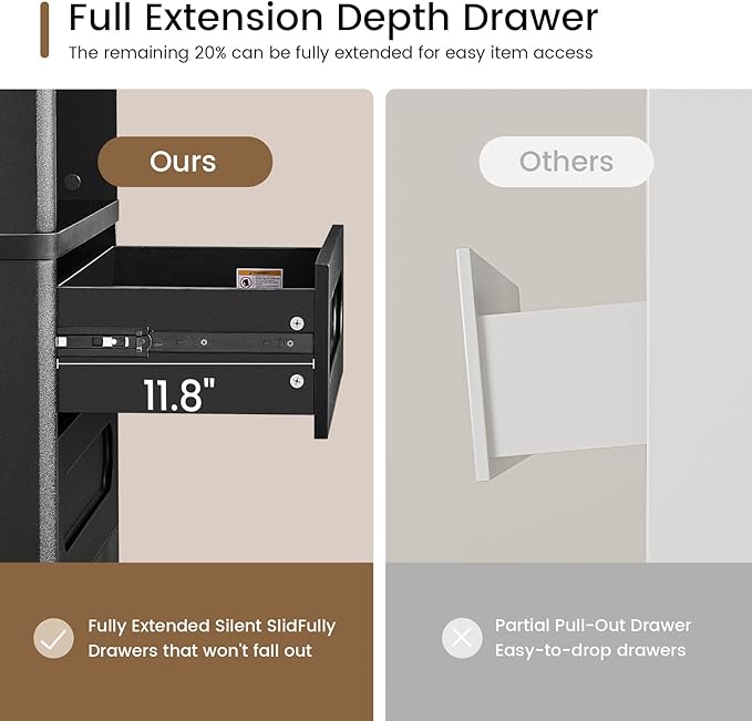 Bookcase with 4 Drawers, 72.1" Tall Bookshelf with 3 Storage Shelves, Large Bookshelves Cabinet for Living Room, Bedroom, Home Office (Black)