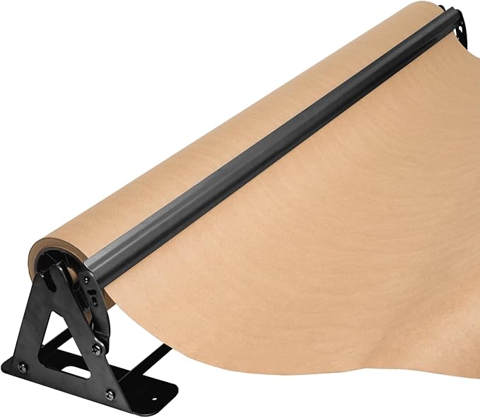 DIY Crew 36 Inch Paper Roll Dispenser and Cutter - Heavy-Duty Wall Mountable, Non Slip Tabletop - Kraft, Freezer, Butcher Paper - Up to 1000ft Rolls