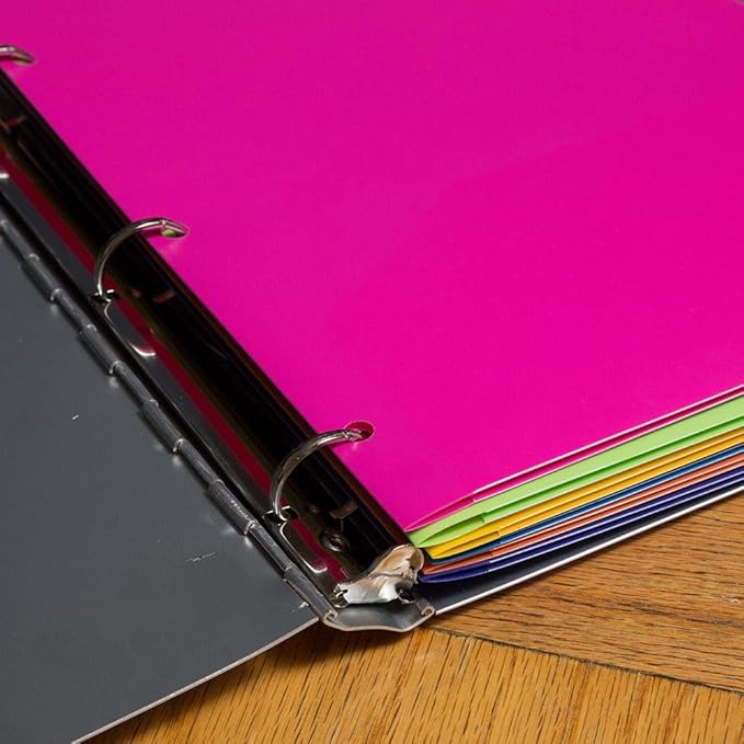 JAM PAPER Heavy Duty Plastic 3 Hole Punch Pocket Folders - Extra Tough School Folders - Assorted Fashion Colors - Bulk 144 Folders/Box (24 Assorted Packs of 6)