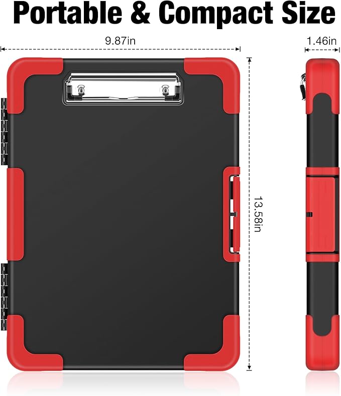 Sooez Toughest Clipboard with Storage, Internal Pen Pouch Included, Letter/ A4 Size, Shockproof Heavy Duty Plastic Clip Boards 8.5x11”, High Capacity Clipboards Box Case for Contractor Trucker Driver