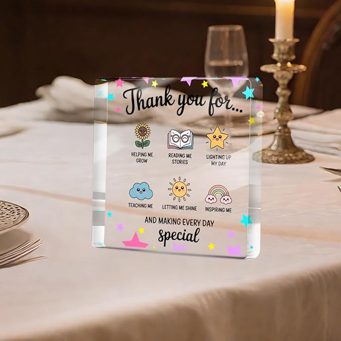 Teacher Appreciation Gifts, Christmas, Birthday Acrylic Sign Thank You Gifts for Women Teacher Mom, Bpreschool Teacher Gifts for Preschool Kindergarten Elementary Educators, Desk Decorative Signs