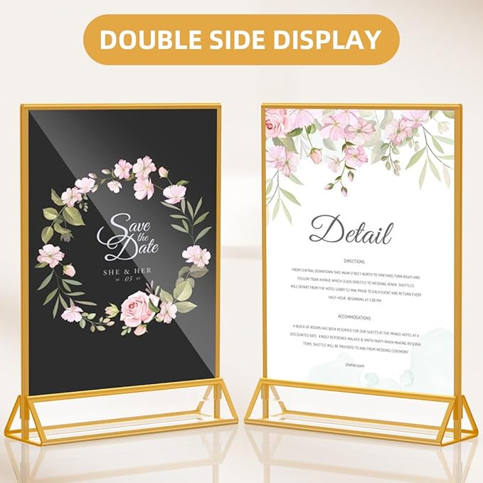 Acrylic Sign Holder 8.5x11 Clear Acrylic Frames Display Stand Double Sided Table Menu Holders for Wedding Table Numbers Restaurant Photos（8 pcs）
