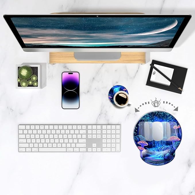 Ergonomic Mouse Pad with Wrist Support,Mouse Pad with Wrist Rest,Relieve Wrist Pain Mousepad Non-Slip Rubber Base,Mouse Pads for Desk,Computers,Laptop,Office,Home,Wonderland