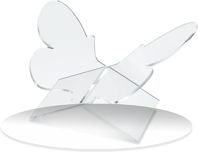 Large Butterfly Clear Acrylic Book Stand - Perfect for Displaying Open Books on Coffee Table - Ideal for Bibles, Cookbooks, Guestbooks, Magazines, Each With a Lucite Paperweight