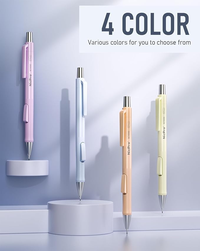 Nicpro 8 Pack Pastel Mechanical Pencil 0.7mm, Cute Fast Click Mechanical Pencils Set with 480PCS HB Lead Refills, 3 Erasers with Case, Aesthetic School Supplies for Writing Drawing Sketching