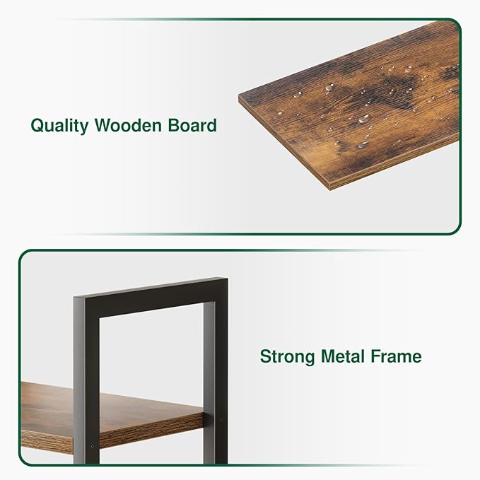 OTK Triple Column 5 Tier Bookshelf, Large Bookcase with 14 Open Display Shelves, Adjustable Industrial Book Shelf with Baffles, Wide Bookshelves for Bedroom, Living Room and Home Office, Rustic Brown