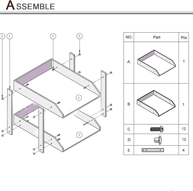 KINGFOM Letter Tray, Leather Paper Organizer Tray, Wooden Desk File Holder, Desktop File, Stackable Magazine Holder, Mail Sorter, Great for Home or Office - 2 Level Black