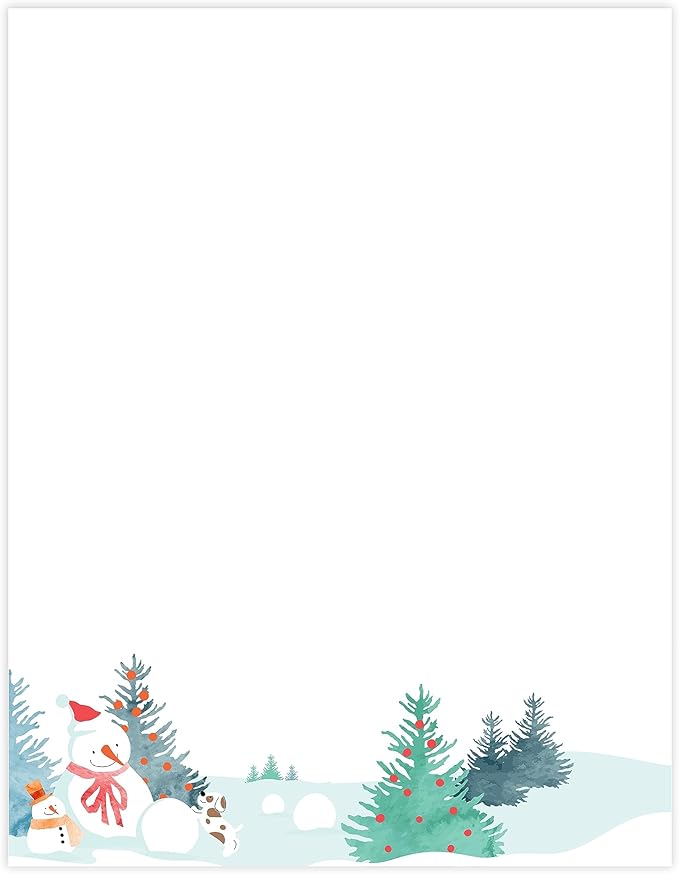 easykart labels Christmas Stationery Paper Letterhead Sheets 60 Pack Holiday Xmas Theme Design For Writing Letters Computer Office Notes & Printing Supplies Size 8.5" X 11"