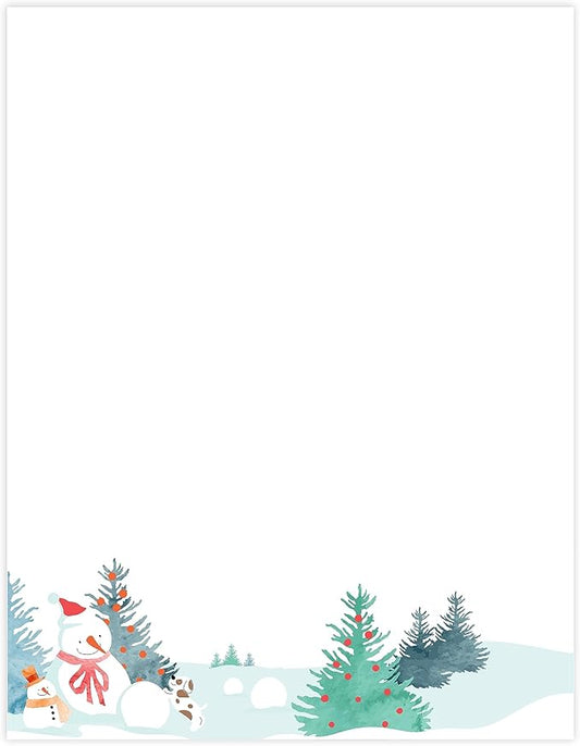 easykart labels Christmas Stationery Paper Letterhead Sheets 60 Pack Holiday Xmas Theme Design For Writing Letters Computer Office Notes & Printing Supplies Size 8.5" X 11"