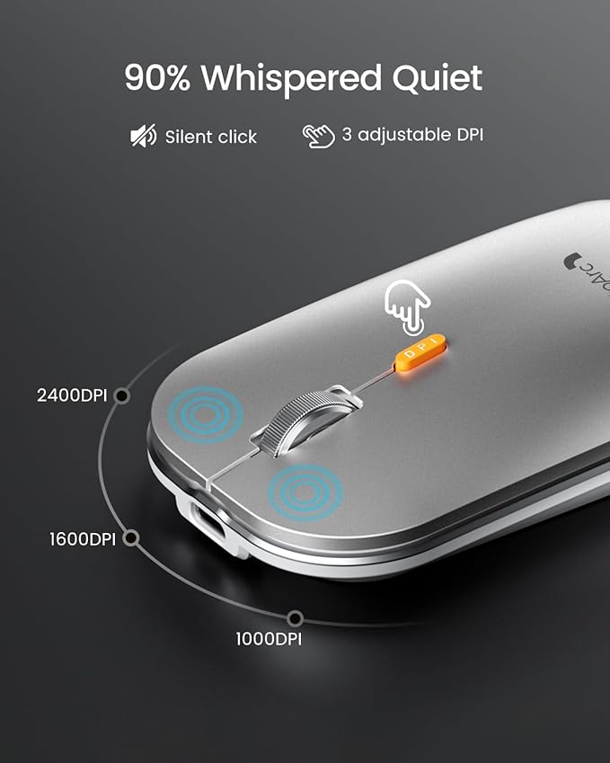 ProtoArc Backlit Bluetooth Keyboard and Mouse for Mac, KM100-A Multi-Device Wireless Keyboard Mouse for Mac, Full Size Rechargeable for MacBook Pro/Air, iPhone, iPad, White Silver