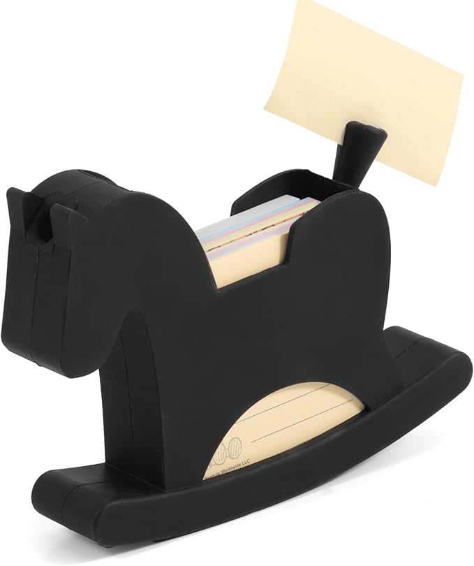 Li&Zhao Horse Sticky Note Holder - Cute Post It Note Dispenser Memo Dispenser Pen Holder Sticky Note Dispenser Post It Note Holder Notepad Holder for Desk School Office(Black)