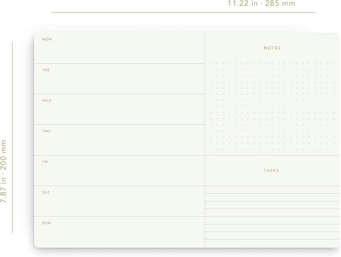 Elegant Weekly Planner Notepad, Undated, 11.22" x 7.87", 52 Sheets (Whole Year), Gold Foil, Tear Off Sheets, Minimalist Work Planner Pad, Weekly To Do List Notepad, Eco-friendly, FSC™ Certified Weekly Desk Planner