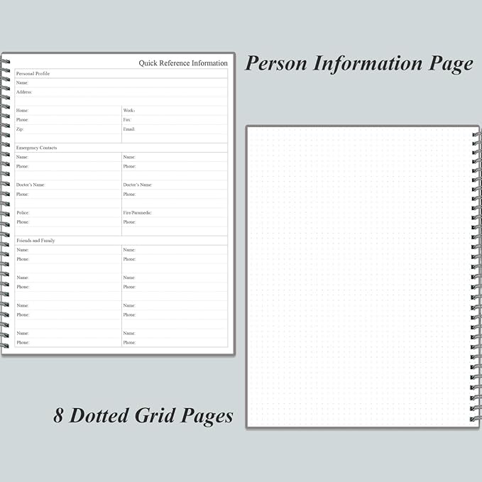 Daily Planner Undated - A4 To Do List Notebook Hourly Schedules, Spiral Appointment Planner for Women and Men,PVC Hardcover, Inner Pocket, Elastic Closure, 8.5" x 11", Grey