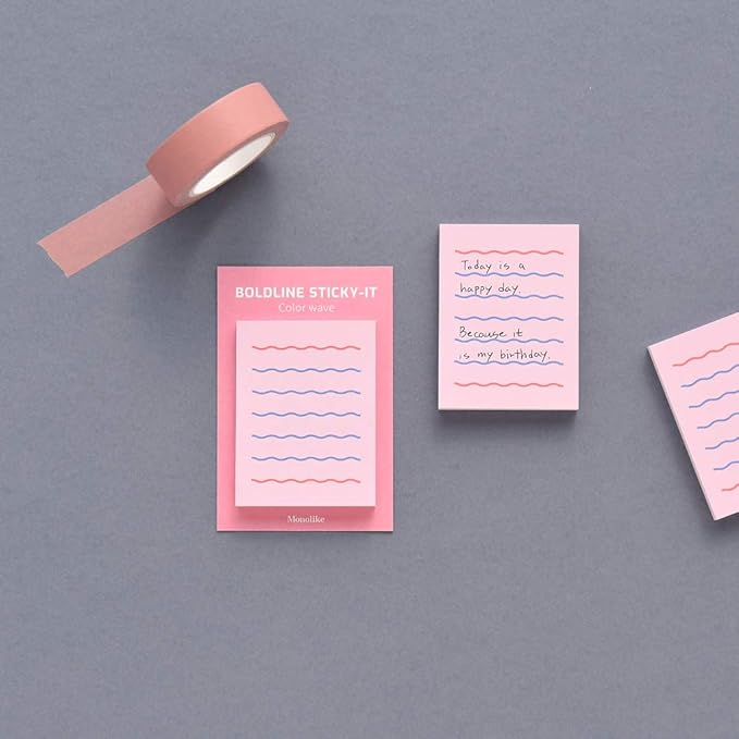 Monolike Color Boldline Sticky-It - 5p Set Self-Adhesive Memo Pad 50 Sheets