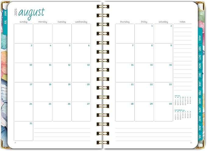 HARDCOVER Academic Year 2025-2026 Planner: (June 2025 Through July 2026) 5.5"x8" Daily Weekly Monthly Planner Yearly Agenda. Bookmark, Pocket Folder and Sticky Note Set (Watercolor Butterflies)