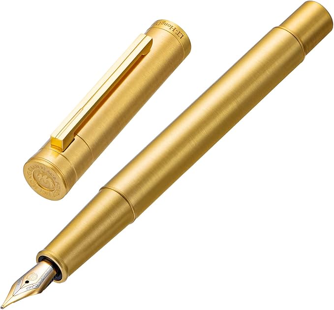 Hongdian Brass Fountain Pen Fine Point, Slim Style with Converter and Metal Pen Case, The Light of Hope Serise