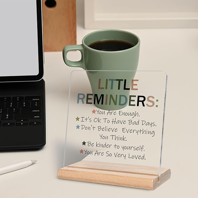 Inspirational Office Gifts for Women Men, Little Reminders You are Enough Acrylic Decorative Sign for Office Home, Motivational Office Gifts for Coworker