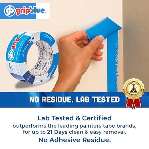 Blue Painters Tape 2 Inch Wide, Bulk - 24 Rolls Masking Tape, “Professional-Grade” - Yields Exact Lines on Walls & Trim, Multi-Surface, Residue-Free, Easy Removal –Indoor & Outdoor Use, 1.88in x 60yds