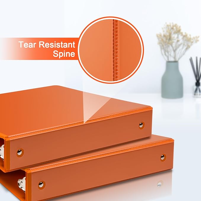 COMIX 3 Ring Binder 1.5 inch with Clear View Cover, 1.5" View Binder Holds 300 Sheets of US Letter Size Paper, 6 Pack (Orange)