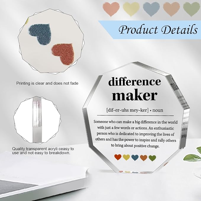 Difference Maker Gifts Thank You Gifts for Leader Boss Best Mom Mentor Coach Boss Manager Coworker Teacher Appreciation Quote Difference Maker Home Office Gift Desk Decor Signs Plaques