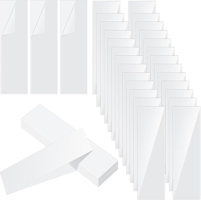 Gueevin 100 Pcs 3.15 x 10.75 Inch Self Adhesive Display Pockets Peel and Stick Clear Paper Sleeves Wall and Door Communication Clear Adhesive Sheet Protector Letter Size Plastic Sheet Protectors