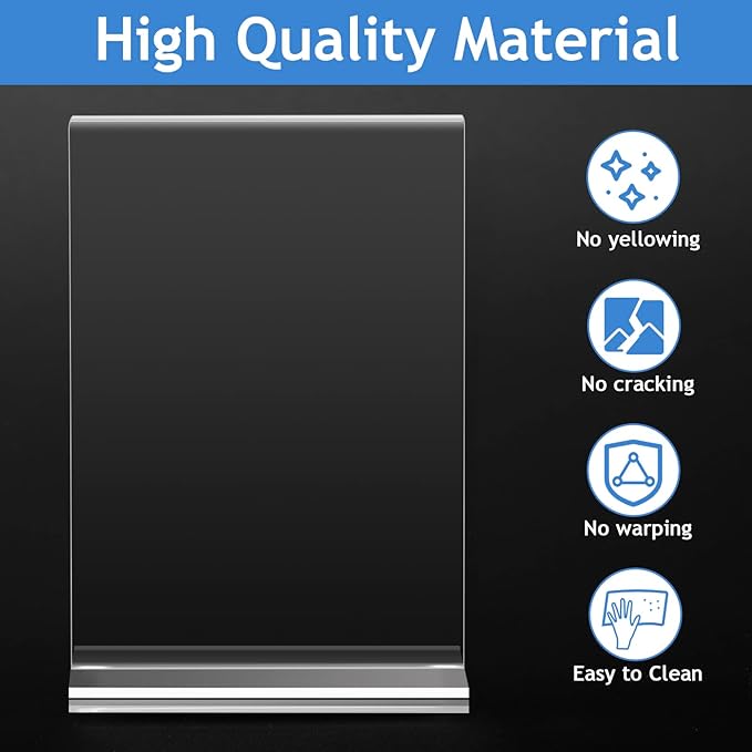 9 Pack Acrylic Sign Holder, 5 x 7 Double-Sided Acrylic Stands, Clear Display Stand, Table Top Sign Paper Holders, Vertical Menu Holder for Restaurant Office Store Home Party