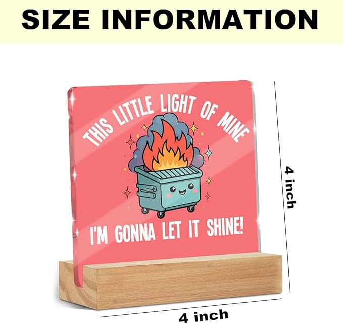 Inspirational Gifts for Women Men Coworkers Friends, Funny Trash Can on Firing Desk Decor Acrylic Sign, Positive Affirmations Desk Accessories Signs for Table Top Cubicle Office Decor